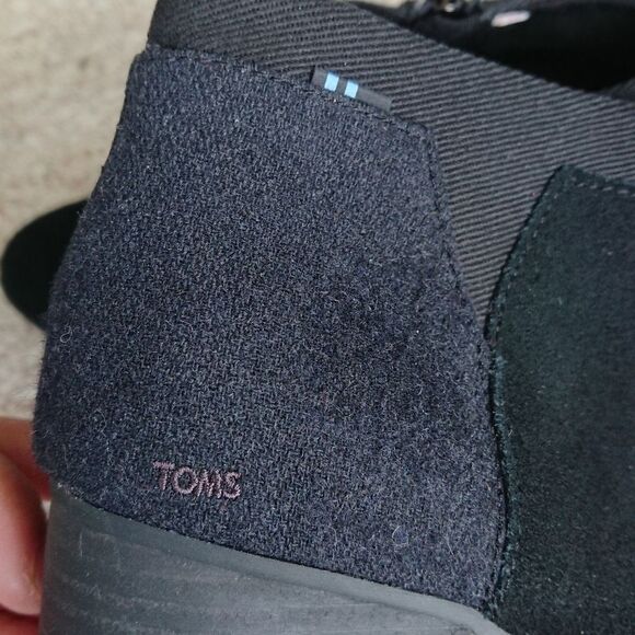 Toms Black Loren Suede Wool Blend Stacked Heel Ankle Bootie size 7.5 - Picture 8 of 12